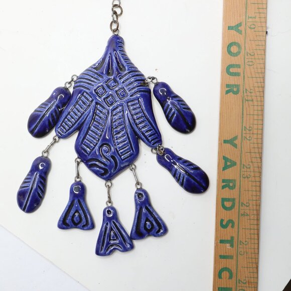 Vintage Scandinavian Ceramic Wall Hanging Art Danish Nordic Art Pottery MCM Blue - Picture 11 of 13